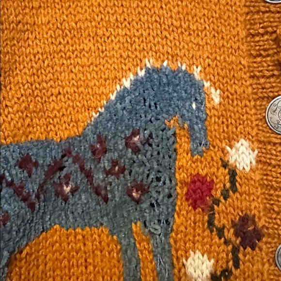 Harold’s Wool Cottage Nordic Fair Isle Swedish Horse Knit Cardigan GVC L - Picture 5 of 10